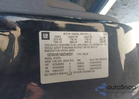 2013 GMC Sierra 1500 Sle z USA, uszkodzony, nr VIN 1GTR2VE74DZ346591